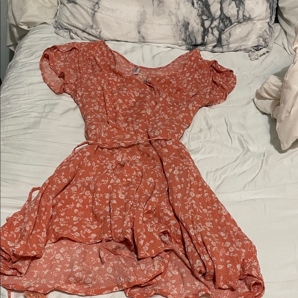 Xhilaration Terracotta Floral Wrap Dress